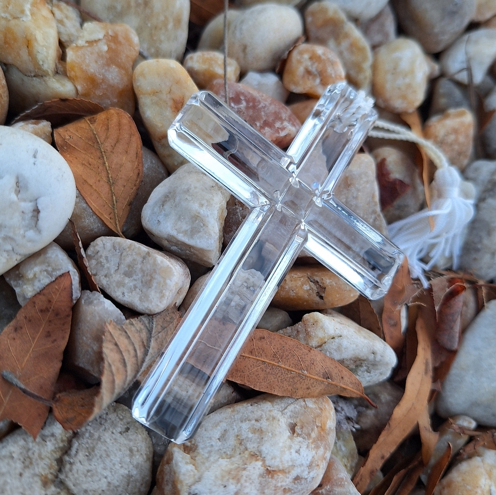 Crystal Cross Waterford Crystal Pendant Large Christmas Gifts Religious Ribbon - Picture 10 of 10